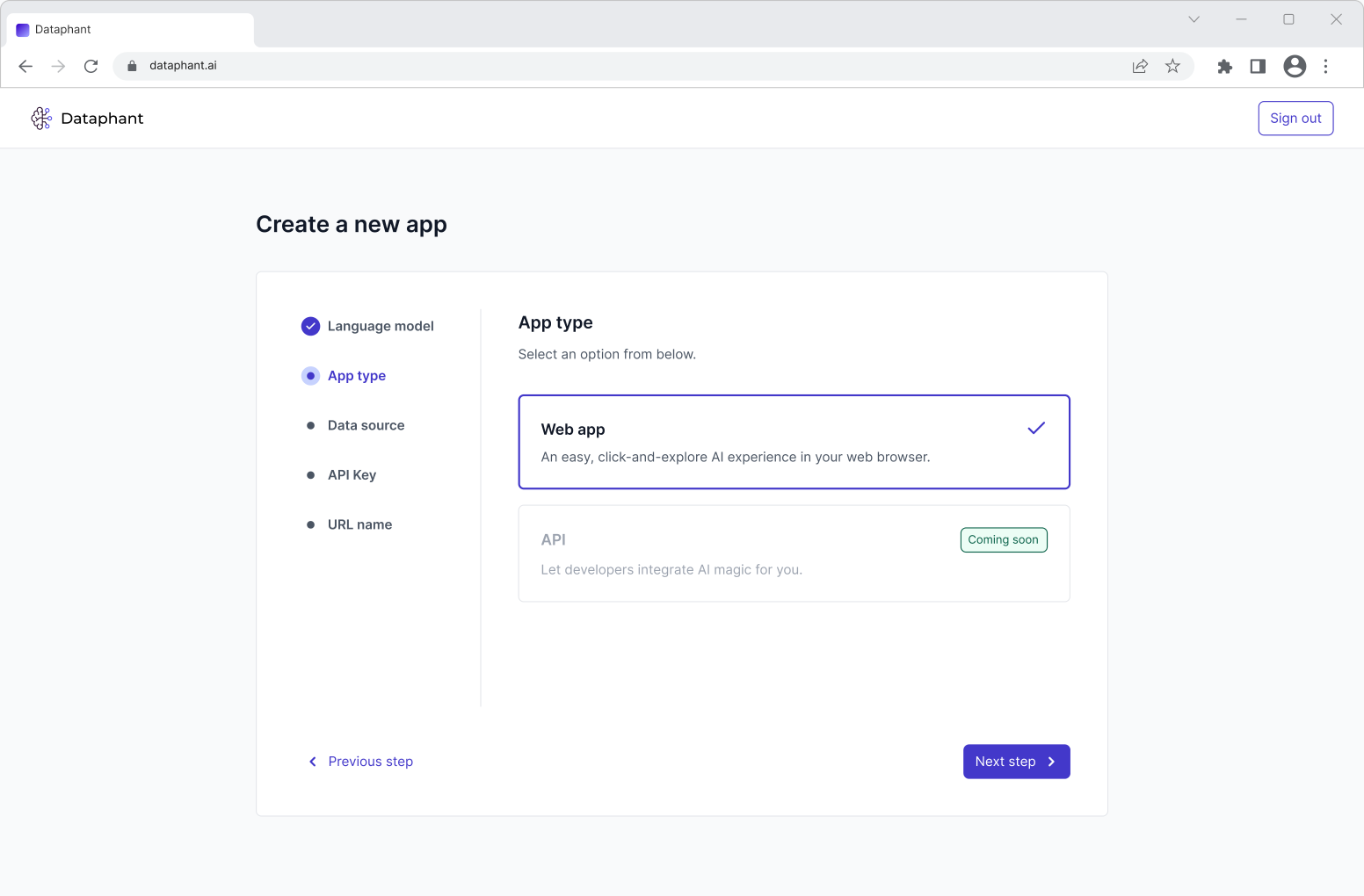 Dataphant - Choose application