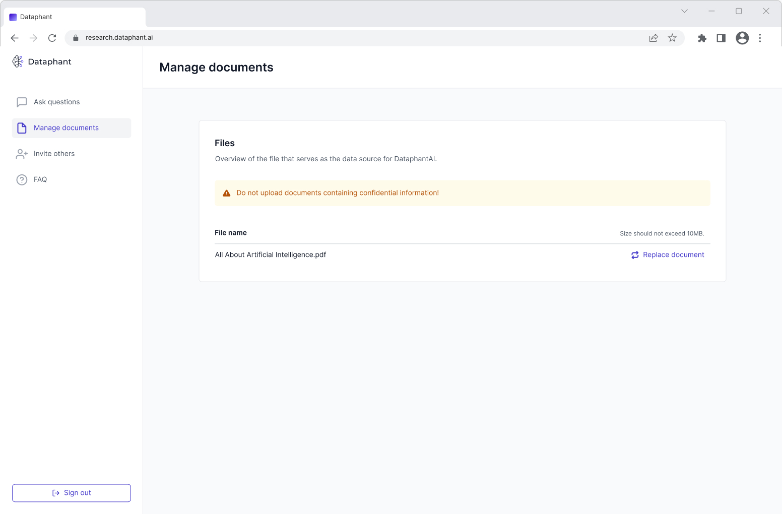 Dataphant - Upload and manage data