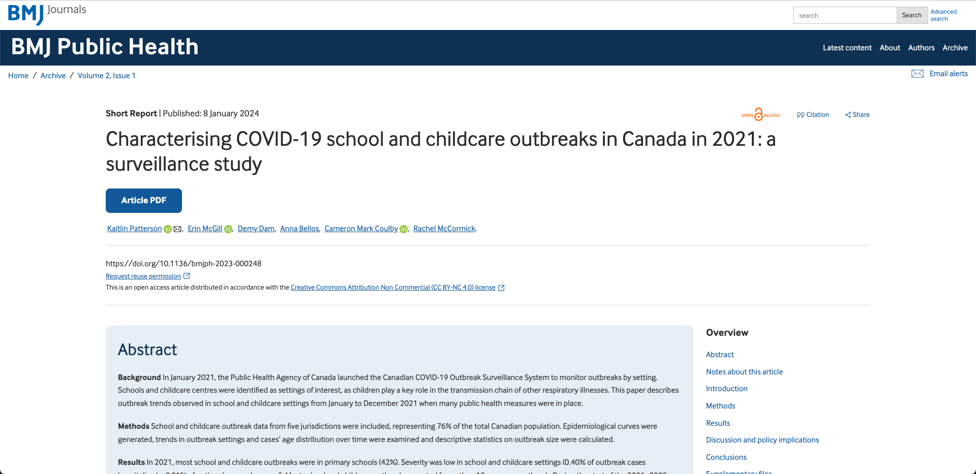 BMJ Public Health Journal